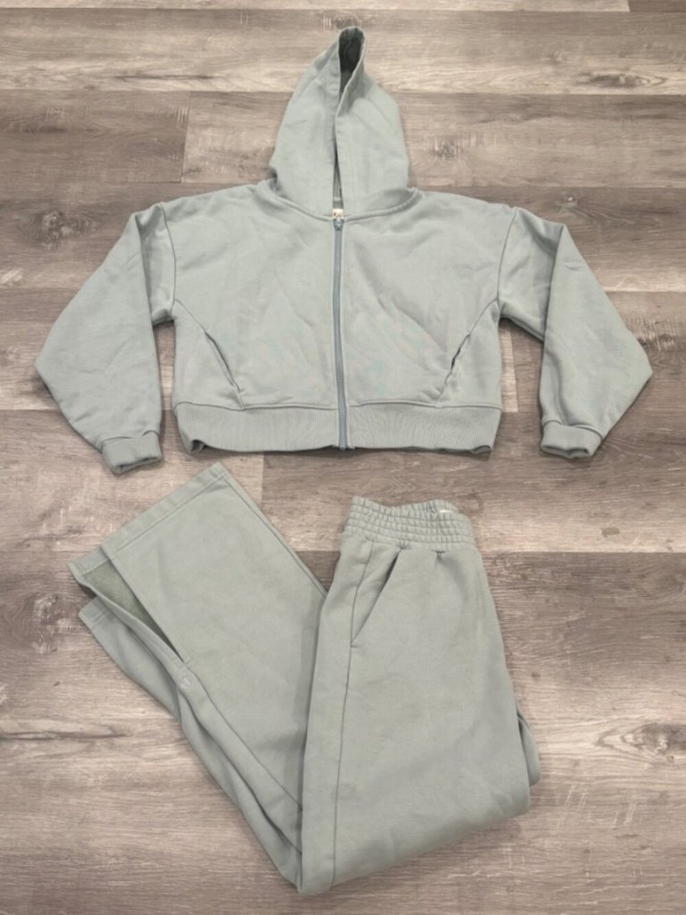Pact Organic Brushed Fleece Full Zip Classic Sweat SET WPC6J Sage Womens S